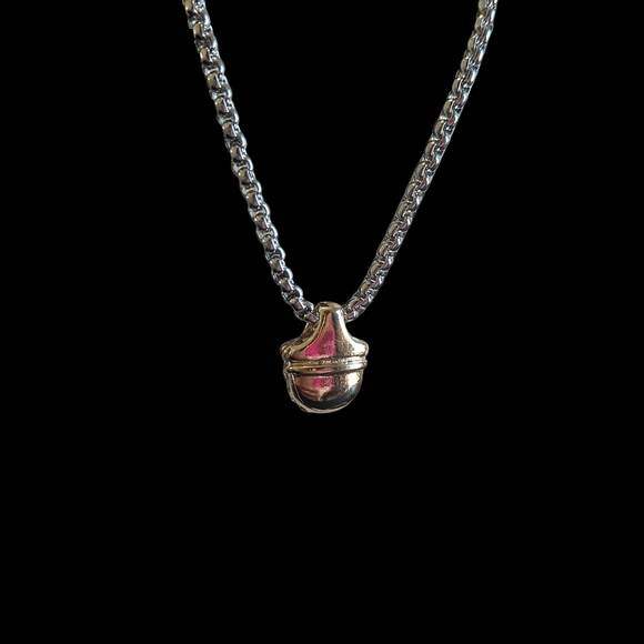 Silver Acorn Necklace With Rhinestones - Picture 3 of 4